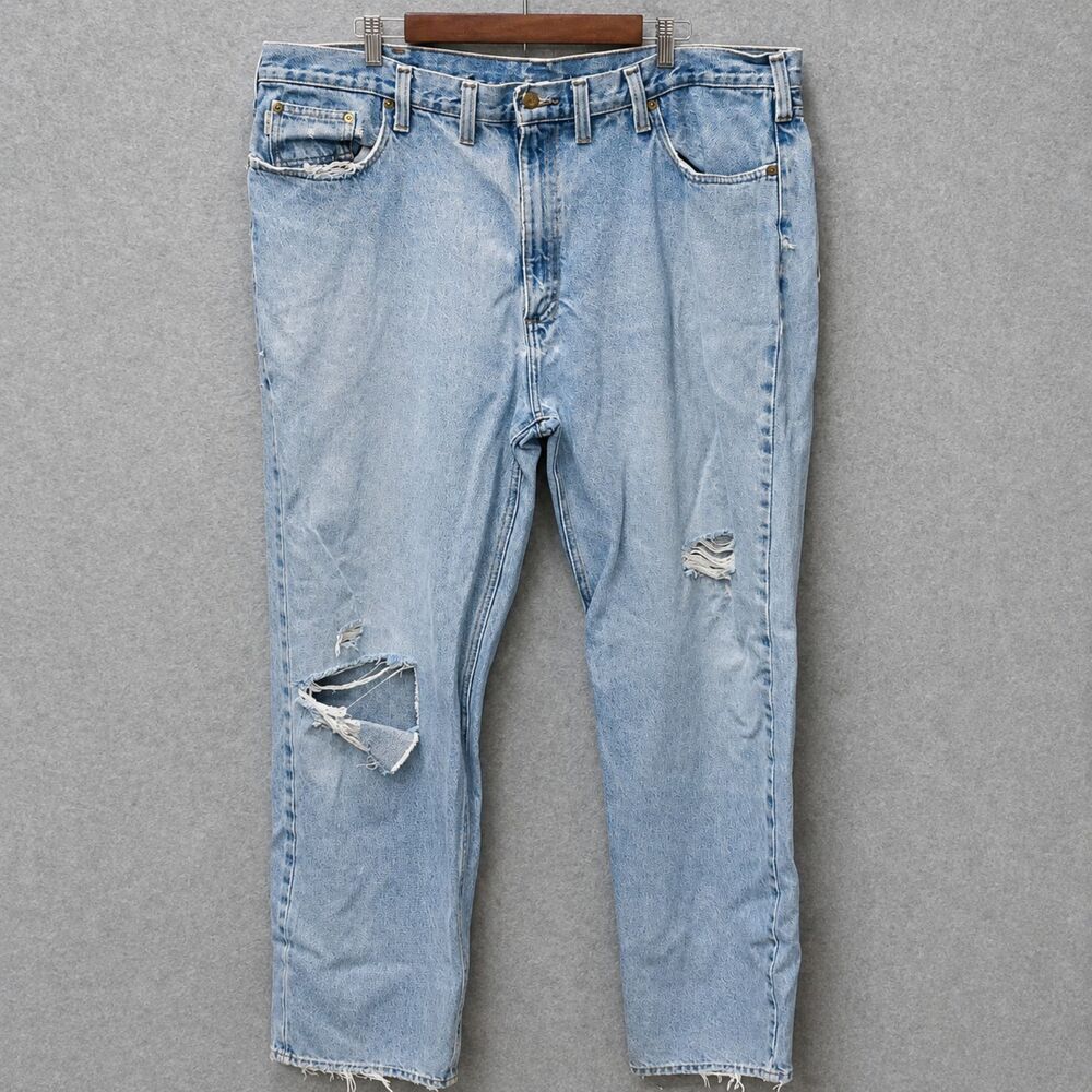 Carhartt Loose Fit Distressed Jeans Mens 44x36 Light Wash Baggy Workwear Y2K